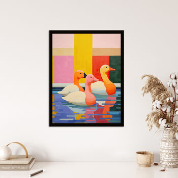 Chameleon Ducks Multicoloured Ducks Swim Wall Art Print, 4 of 6