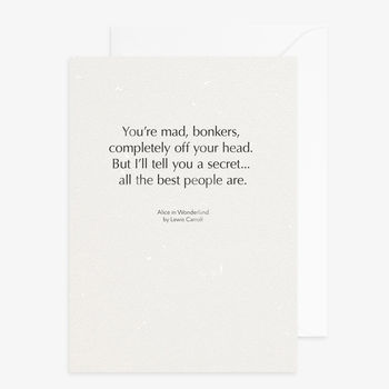 Printed Mad Hatter Quote Letterpress Card, 4 of 4