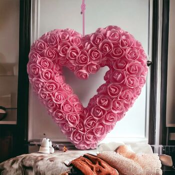 Handmade Heart Shaped Artificial Rose Wreath, 6 of 6