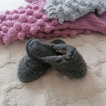 Grey Wool Mule Slippers, 3 of 10