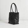 Buttery Soft Black Leather Tote Bag With Optional Personalisation, thumbnail 3 of 6