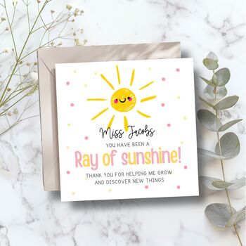 Sunshine Thank You Teacher Card, Key Worker Appreciation End Of Term Gift, 2 of 3
