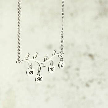 Personalised Family Tree Initials Necklace, Silver Or Gold Tone, 7 of 12