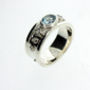 Silver Blue Topaz And Cubic Zirconia Drum Ring, thumbnail 2 of 4
