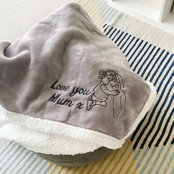 Personalised Embroidered Photo Grey Sherpa Blanket, 9 of 12