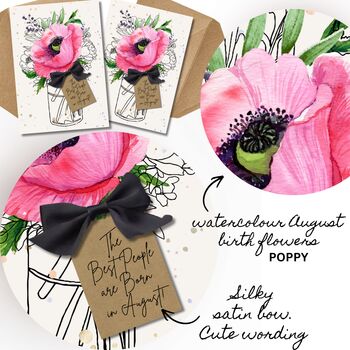 August Poppy Birth Flower Scented Birthday Card, 7 of 12