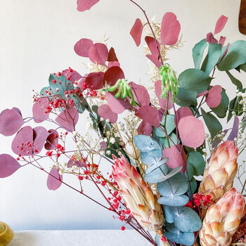 Pink Protea And Preserved Eucalyptus Bouquet, 4 of 5