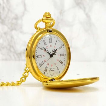 Engraved Pocket Watch Gold Plated In Box, 5 of 5