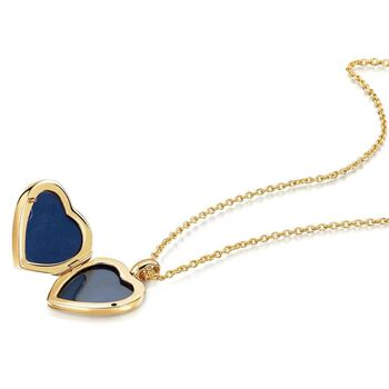 Lapis Lazuli Heart Locket 18 K Gold Plate, 5 of 8