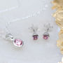 Sterling Silver Birthstone Necklace And Earring Set, thumbnail 4 of 12