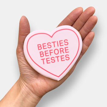 Besties Before Testes Love Heart Valentine's Letterbox Iced Cookie, 2 of 9