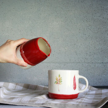 Ceramic Mug Red Leaf Design, 4 of 4