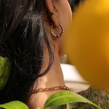 18 K Gold Heart Hoop Earrings, 6 of 10