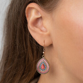 Pink And Blue Teardrop Earrings, 2 of 3