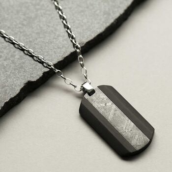 Meteorite And Carbon Fibre Dog Tag Necklace, 3 of 6