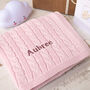 Baby Girls Pink Cable Blanket And Hat Gift Set, thumbnail 2 of 9