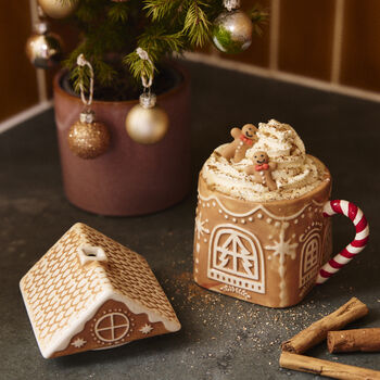 Gingerbread House Ceramic Mug With Lid, 3 of 6