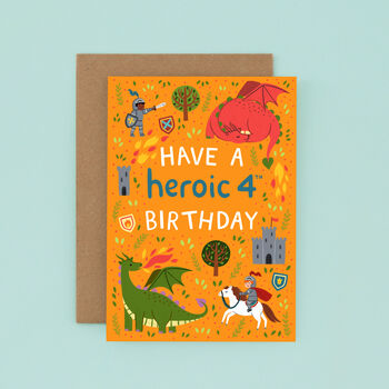 Any Age Heroes And Dragons Birthday Card, Boys Age Birthday Card, Kids, 3 of 8