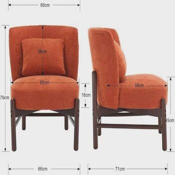 Armchair Mid Century Wooden Burnt Orange Accent Chair, 2 of 5