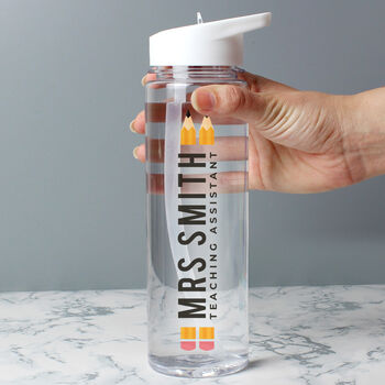 Personalised Teacher Water Bottle Gift Pencil Design, 2 of 4