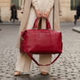 Red Leather Holdall, Gym Bag, Travel Bag, thumbnail 1 of 8
