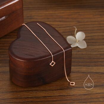 Sterling Silver Extra Tiny Open Square Threader Earrings, 3 of 9