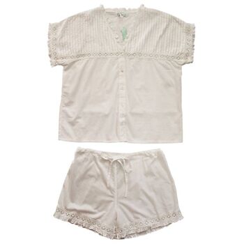 Ladies White Cotton Short Pyjama Set 'Anna', 6 of 6