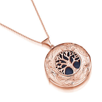 Personalised 18 K Rose Gold Plated Tree Of Life Locket, 4 of 12