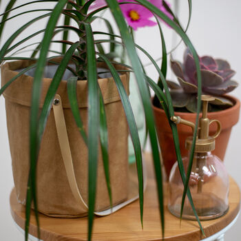 Brown Hanging Paper And Leather Planter Or Storage Bag, 12 of 12