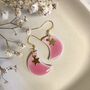 Pink Moon And Star Ceramic Earrings Gold Plated, thumbnail 7 of 8