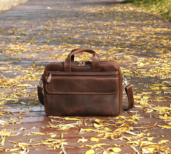Online Exclusive Genuine Leather Briefcase With Large Front Pockets, 11 of 12