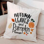 Autumn Leaves And Pumpkin Please Cushion, thumbnail 5 of 6