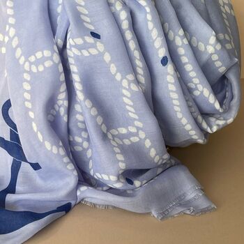 Rope And Anchor Print Scarf In Pale Blue, 4 of 4