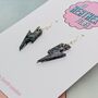 Small Black Lightning Bolt Earrings / Gothic Statement Earrings Dark Alternative Aesthetic / Bold Midnight Accessory, thumbnail 4 of 4