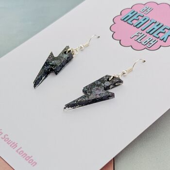 Small Black Lightning Bolt Earrings / Gothic Statement Earrings Dark Alternative Aesthetic / Bold Midnight Accessory, 4 of 4