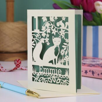 Personalised Papercut Fox Birthday Card, 8 of 10