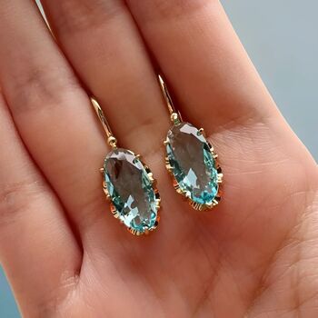 Aqua Gemstone Dangle Earrings, 2 of 4