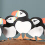 Eight Puffins On Driftwood Block, thumbnail 3 of 4