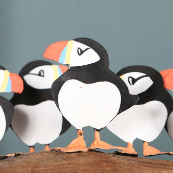 Eight Puffins On Driftwood Block, 3 of 4