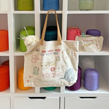 Stitch Your Craft Tools Tote Bag Diy Embroidery Kit, 2 of 11