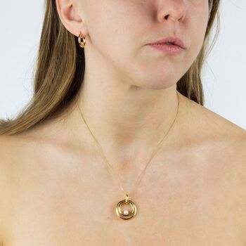 18ct Gold Plated Encased Pearl Hoop Earrings, 4 of 9