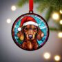 Dachshund Red In Santa Hat Suncatcher Decoration, thumbnail 2 of 6
