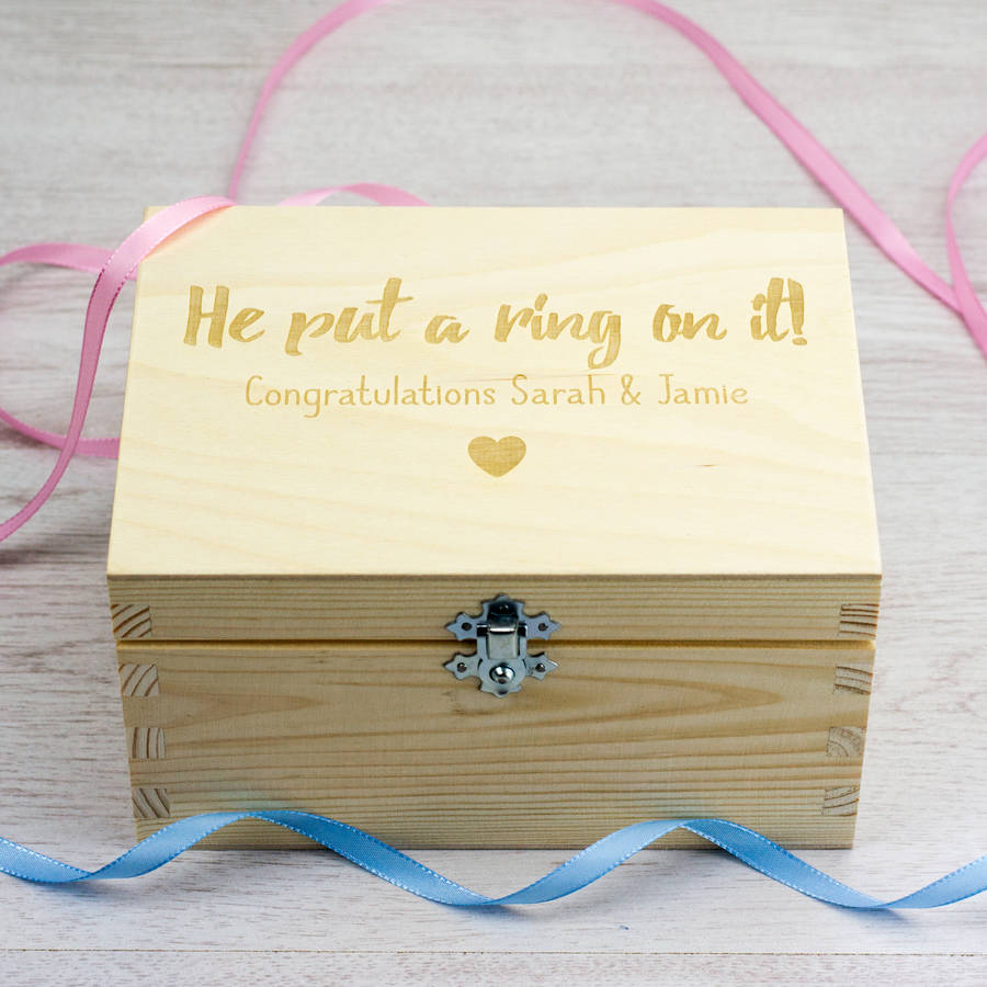 personalised engagement wooden keepsake box by mirrorin