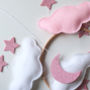 Cloud Star And Moon Baby Mobile White And Pink, thumbnail 3 of 10