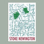 Stoke Newington London Map Screen Print, thumbnail 1 of 2
