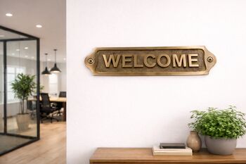 Custom Solid Brass Welcome Plaque With Antique Finish, 4 of 6