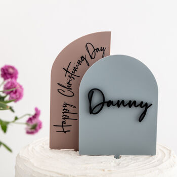 Double Layer Arch Personalised Christening Cake Toppers, 2 of 3