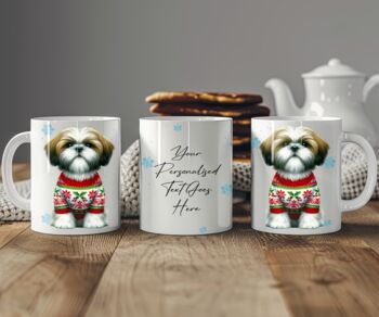 Personalised Shih Tzu In Christmas Jumper Mug, 2 of 2