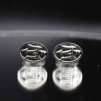Maserati Trident Silver Cufflinks 316 L Stainless Steel Luxury Car Lover Gift, 4 of 4