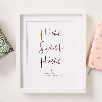 Personalised ‘Home Sweet Home’ New Home Foil Print, 2 of 5